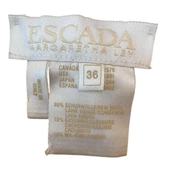 ESCADA 36 Vintage Yellow Gold Gray Cashmere Wool Knit Glamour Sweater Cardigan - Picture 6 of 6